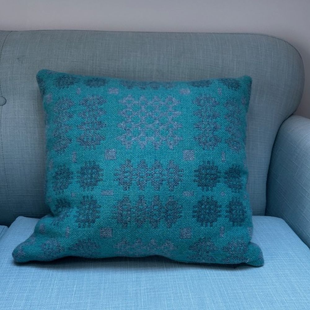 Bodlon Welsh Blanket Cushion ~ Blues