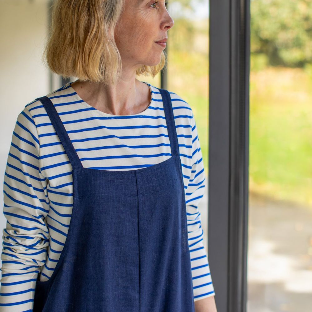 Fflur Stripe T Shirt ~ Cobalt Blue/Cream