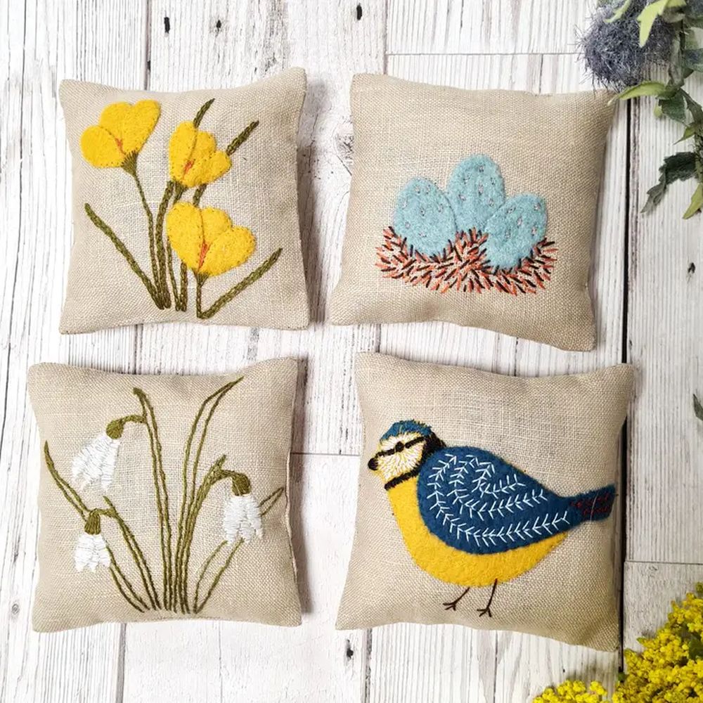 Linen Lavender Bags Embroidery Kit ~ Spring Garden
