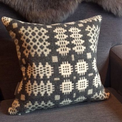 Bodlon Welsh Blanket Cushion ~ Greys