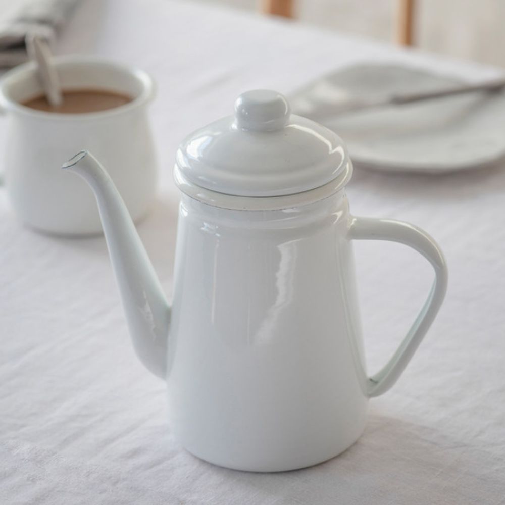 Enamel Coffee Pot  ~ Warm White