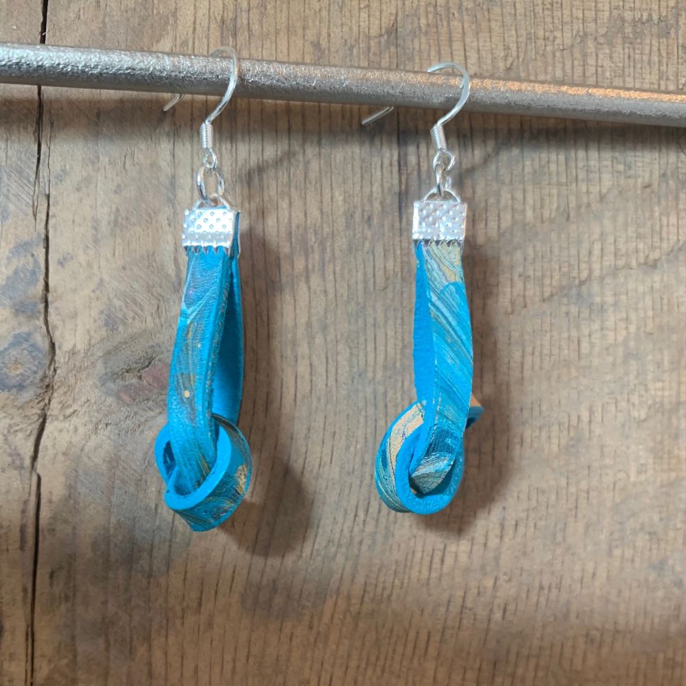Marbled Leather Knot Earrings