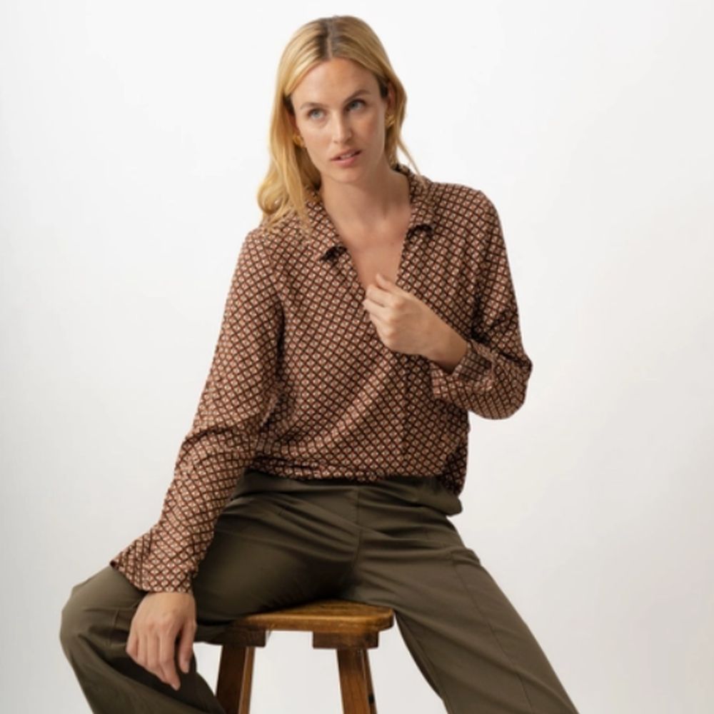 Tile Printed Blouse ~ Rust
