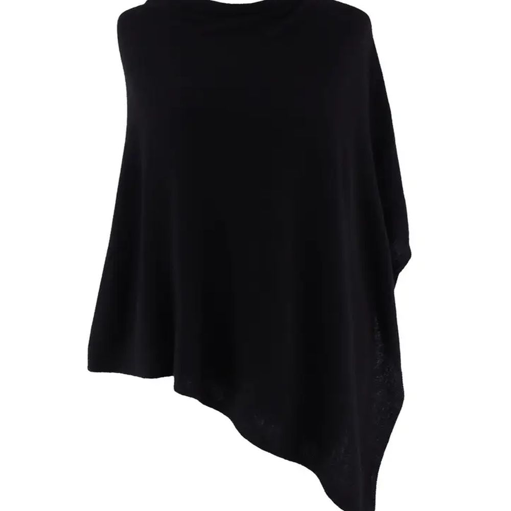 Classic Cashmere Blend Poncho ~ Black