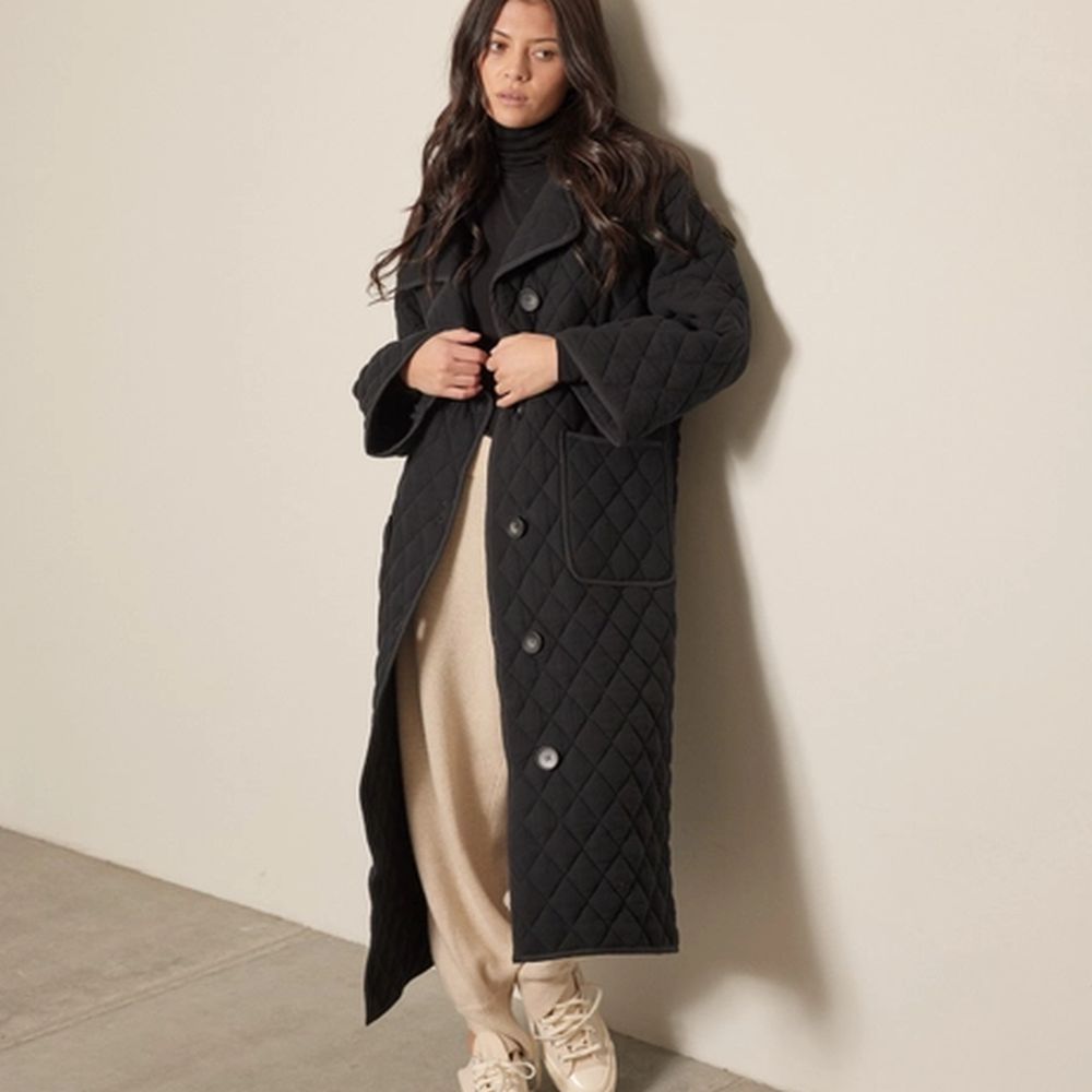 Quilted Notch Collar Coat