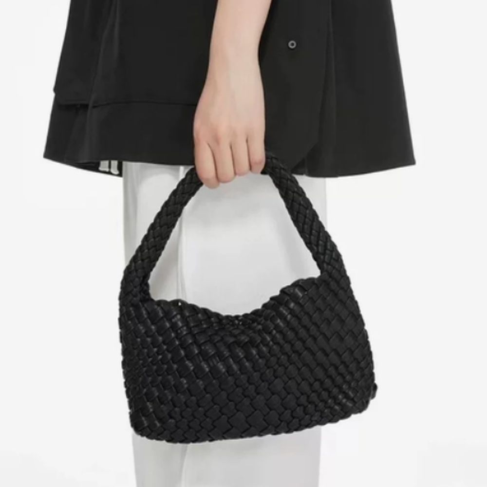 Woven Shoulder Baguette Bag ~ Black