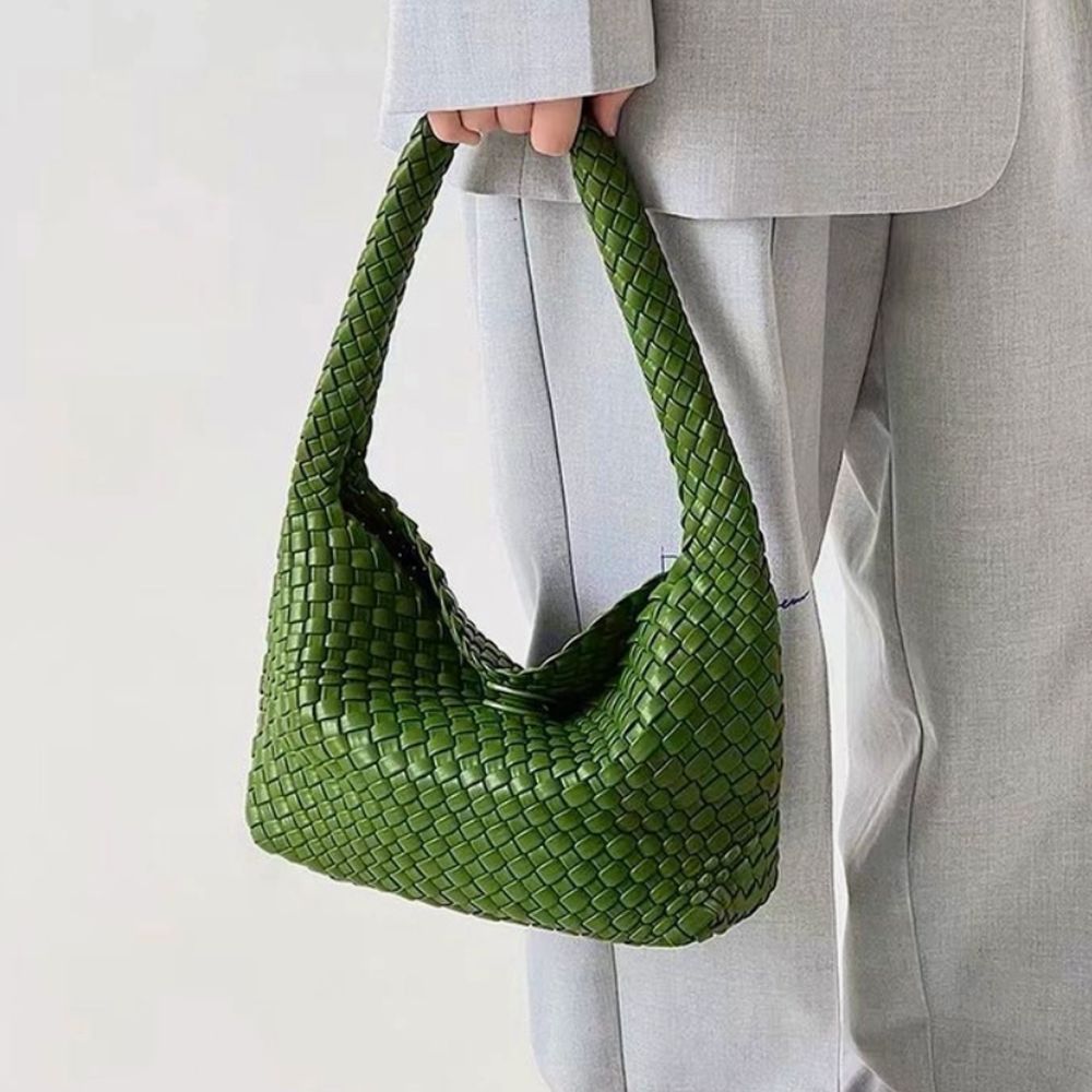 Woven Shoulder Baguette Bag ~ Green