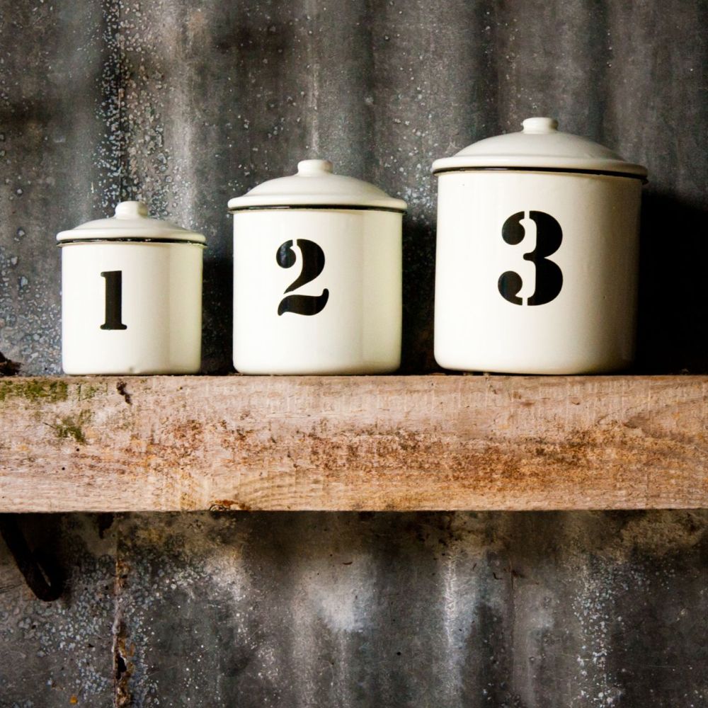 Set of 3 Enamel Canisters
